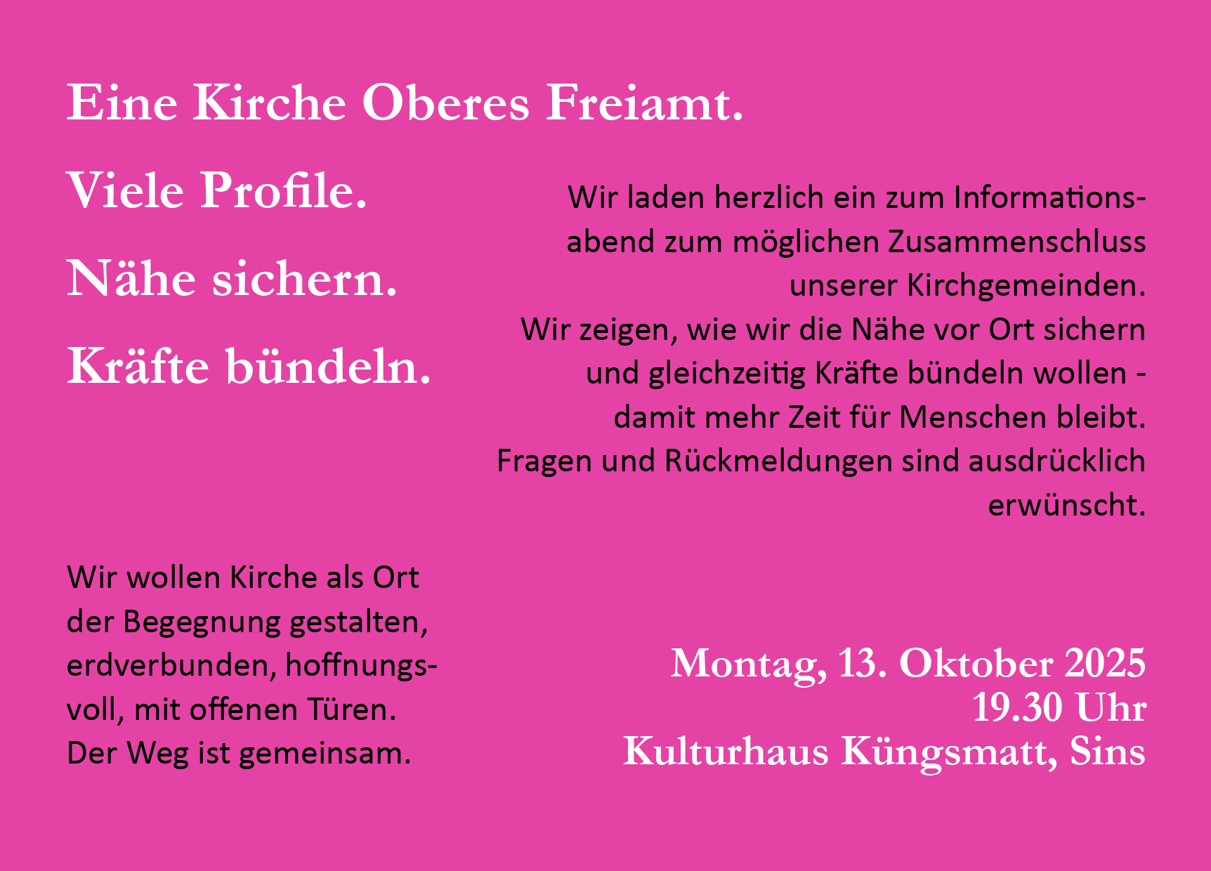 Informationsabend zum möglichen Zusammenschluss unserer Kirchgemeinden